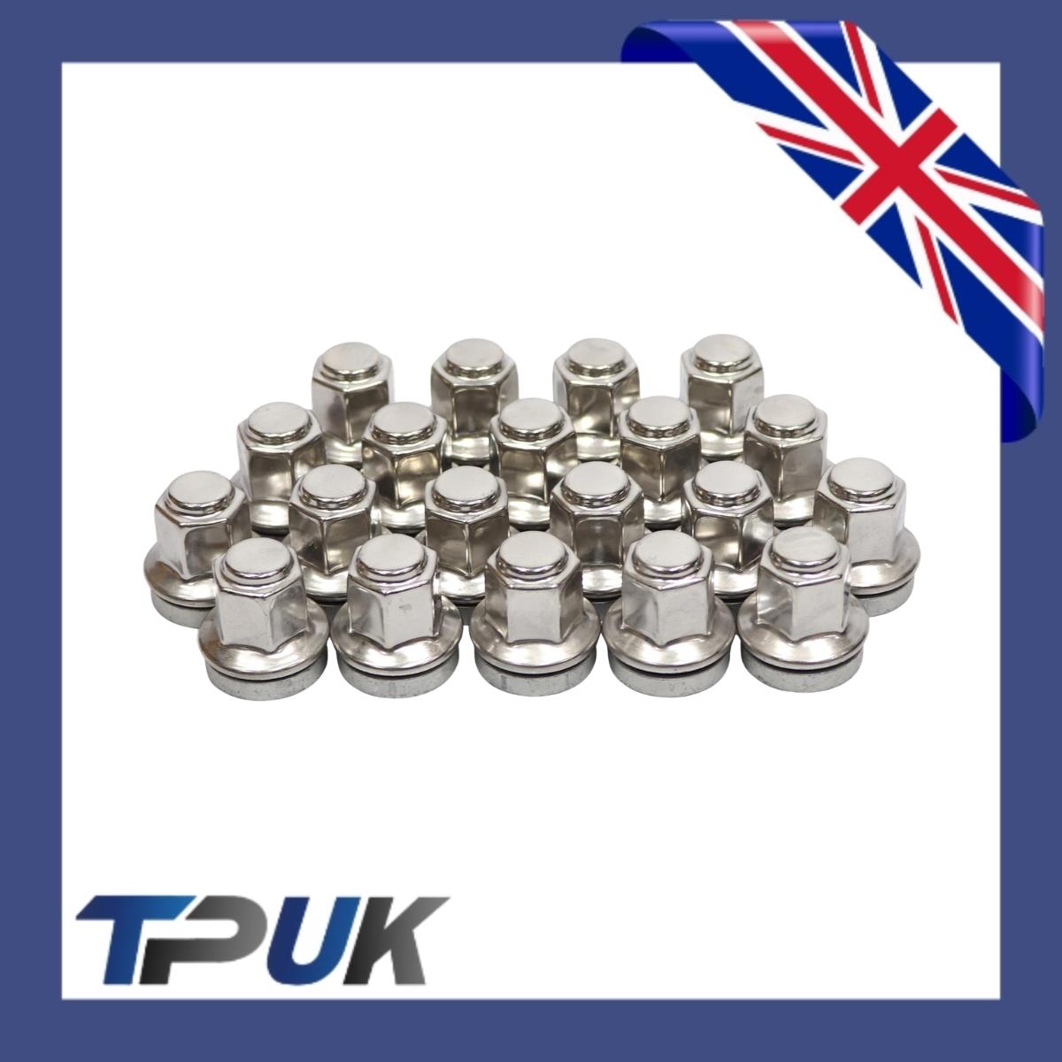 Ford Transit Wheel Nut Set 20 Stainless Steel Capped O.E M14X2 Mk6 Mk7 2000-2014