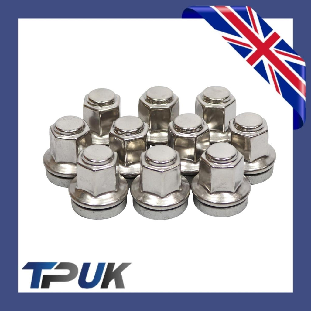 Ford Transit Wheel Nut Set 10 Stainless Steel Capped O.E M14X2 Mk6 Mk7 2000-2014