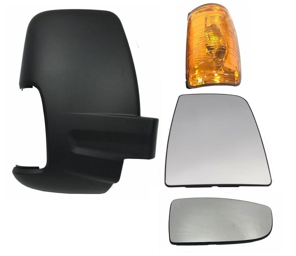 Ford Transit Mk8 Front Right Side Mirror Glass Orange Indicator Lens Cover Set