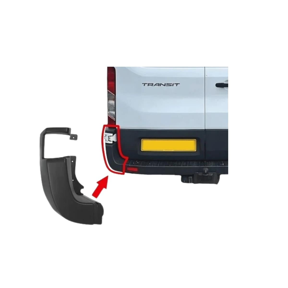 Ford Transit Mk8 Rear Bumper End Corner Cap For Left Passenger Side 2014 Onward