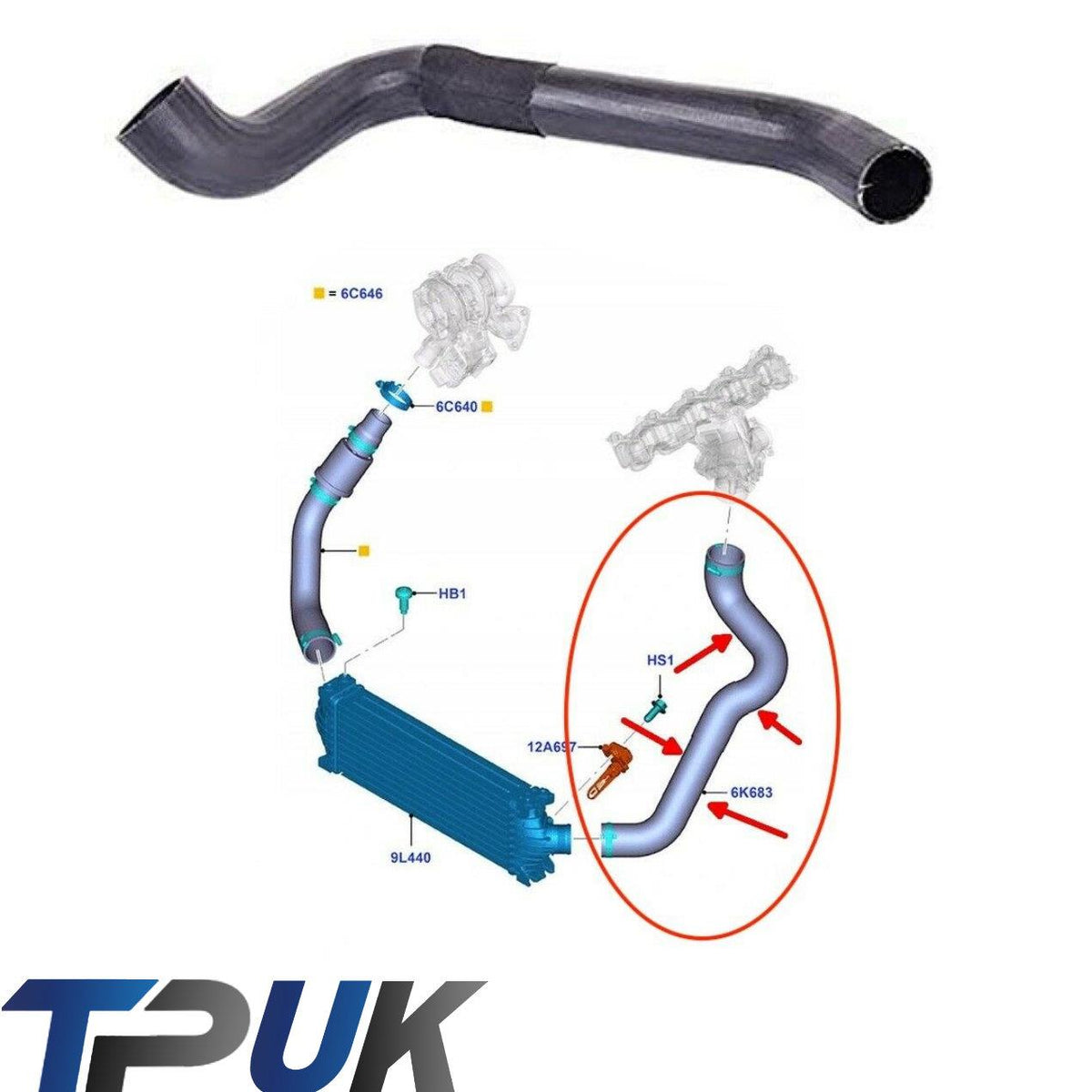 Left Intercooler Hose Ford Transit Mk7 Mk8 2.2 Rwd Egr Side Diesel 2011 On