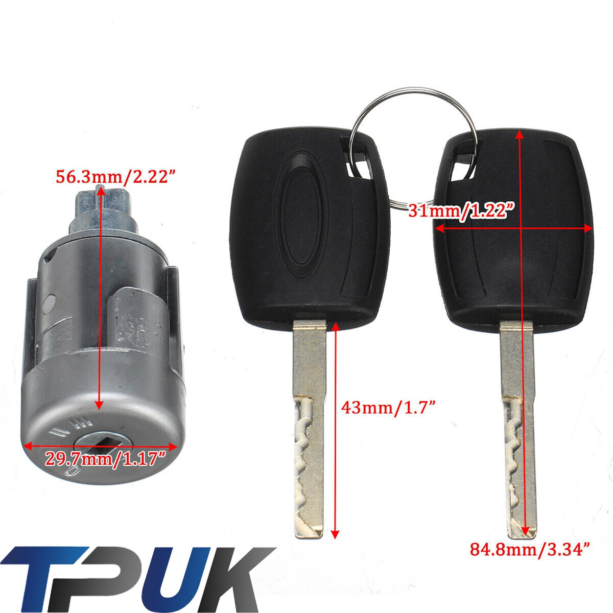 Ignition Barrel Lock And 2 Keys For Ford Transit Mk8 Custom 2012 Onwards 1926227