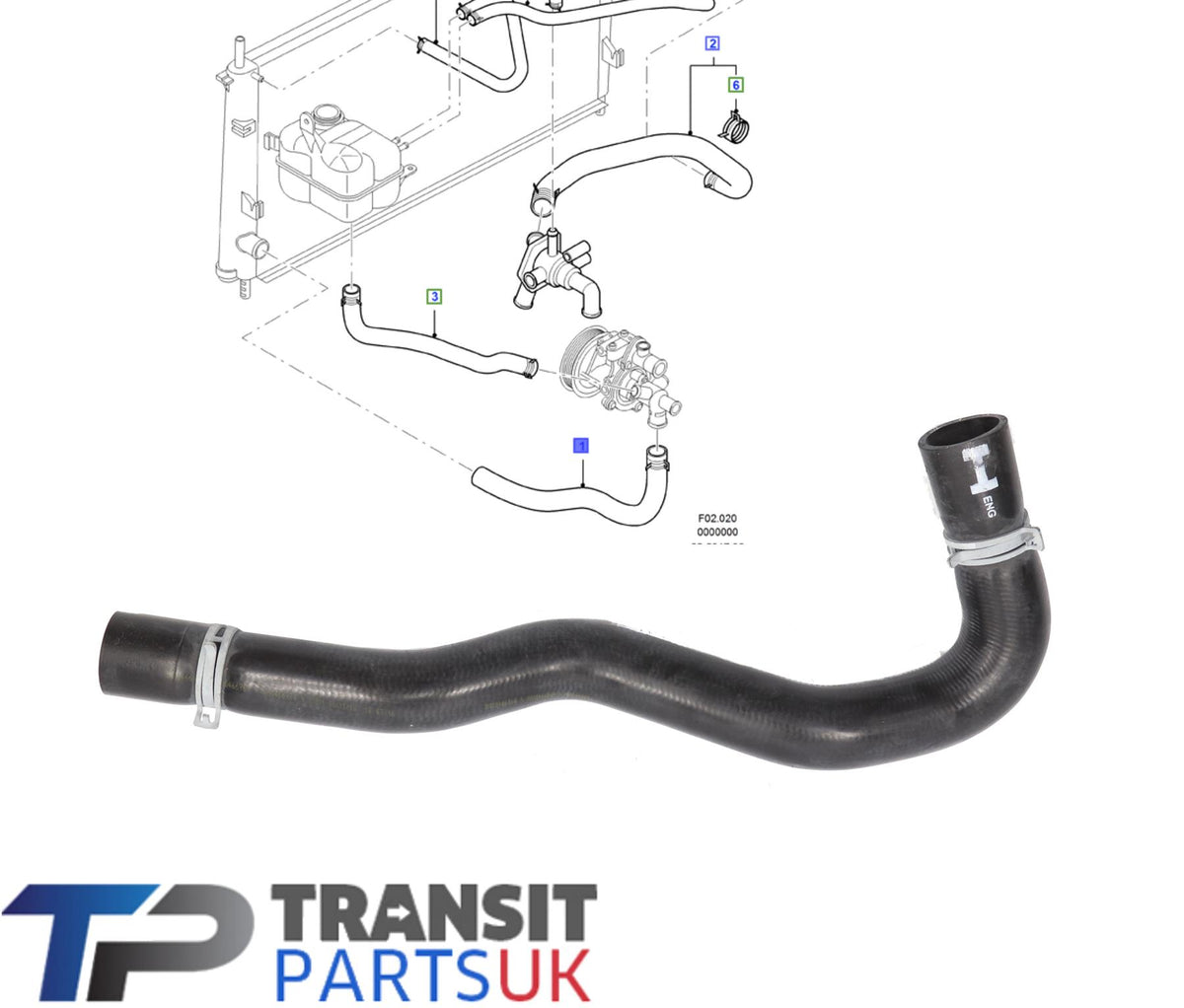 Radiator Lower Bottom Hose Pipe Ford Transit Mk6 2000-2003 2.4 Rwd Left Hand