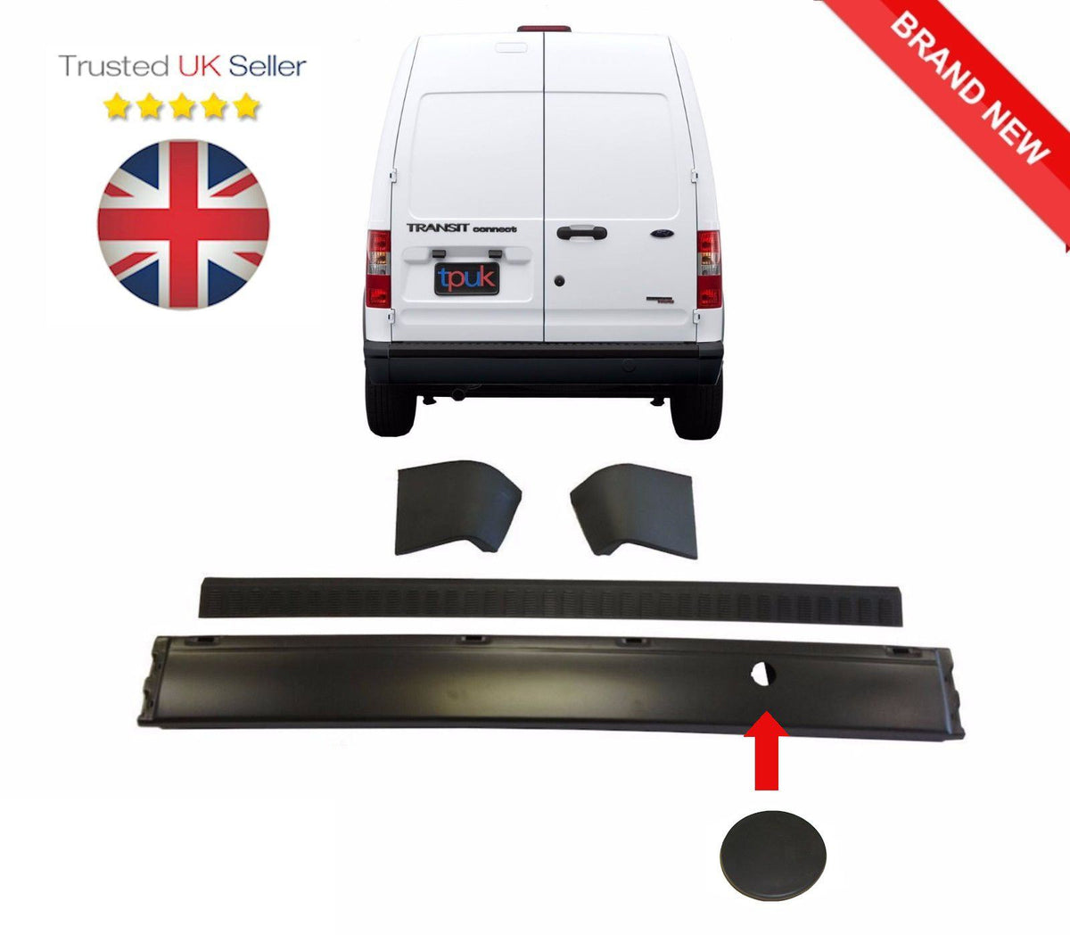 Transit Tourneo Connect Rear Bumper And Bumper Cover With End Caps 2002 - 2013