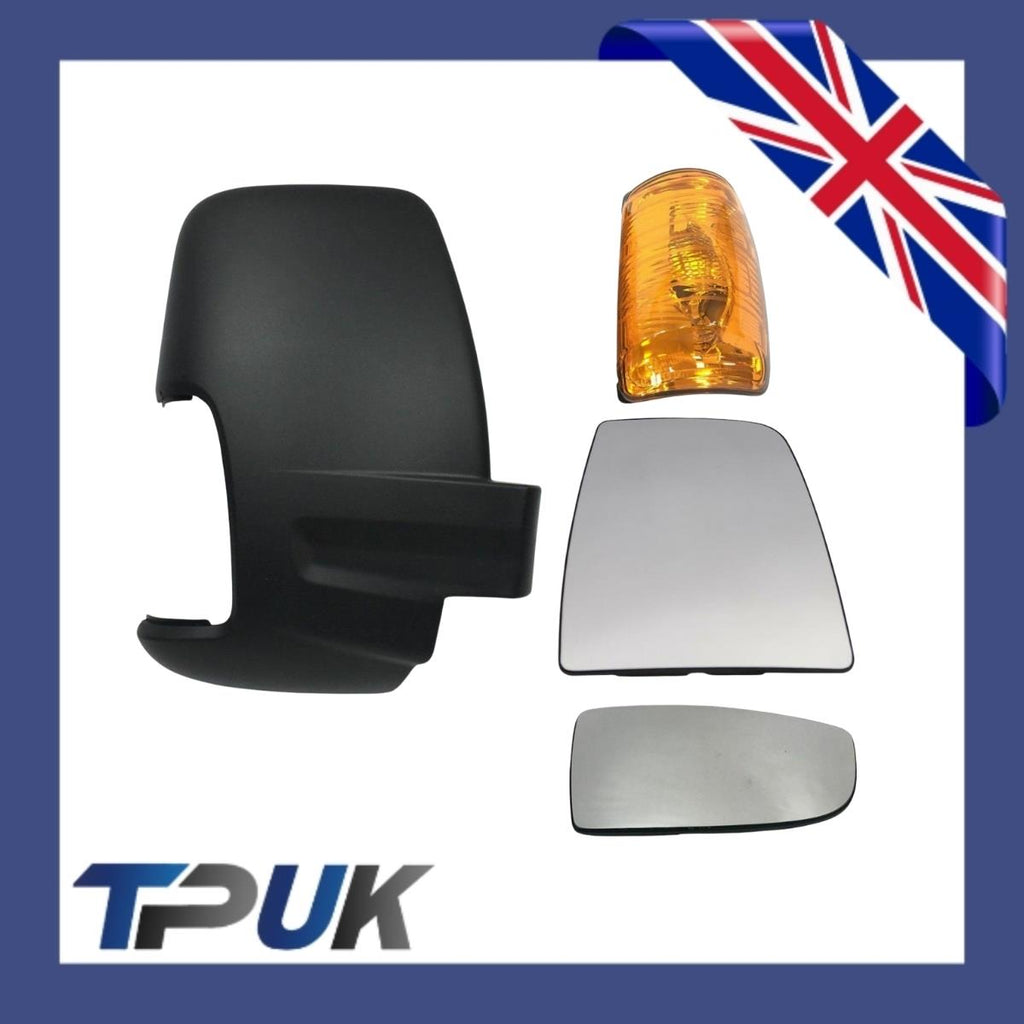 Ford Transit Mk8 Front Right Side Mirror Glass Orange Indicator Lens Cover Set