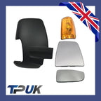 Ford Transit Mk8 Front Right Side Mirror Glass Orange Indicator Lens Cover Set