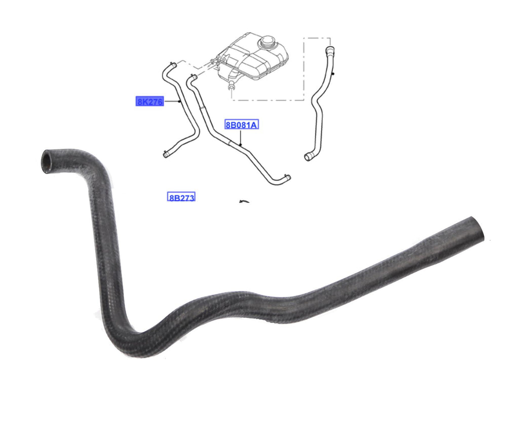 Ford Transit Connect Expansion Tank Bottle Hose Left 2002 - 2007