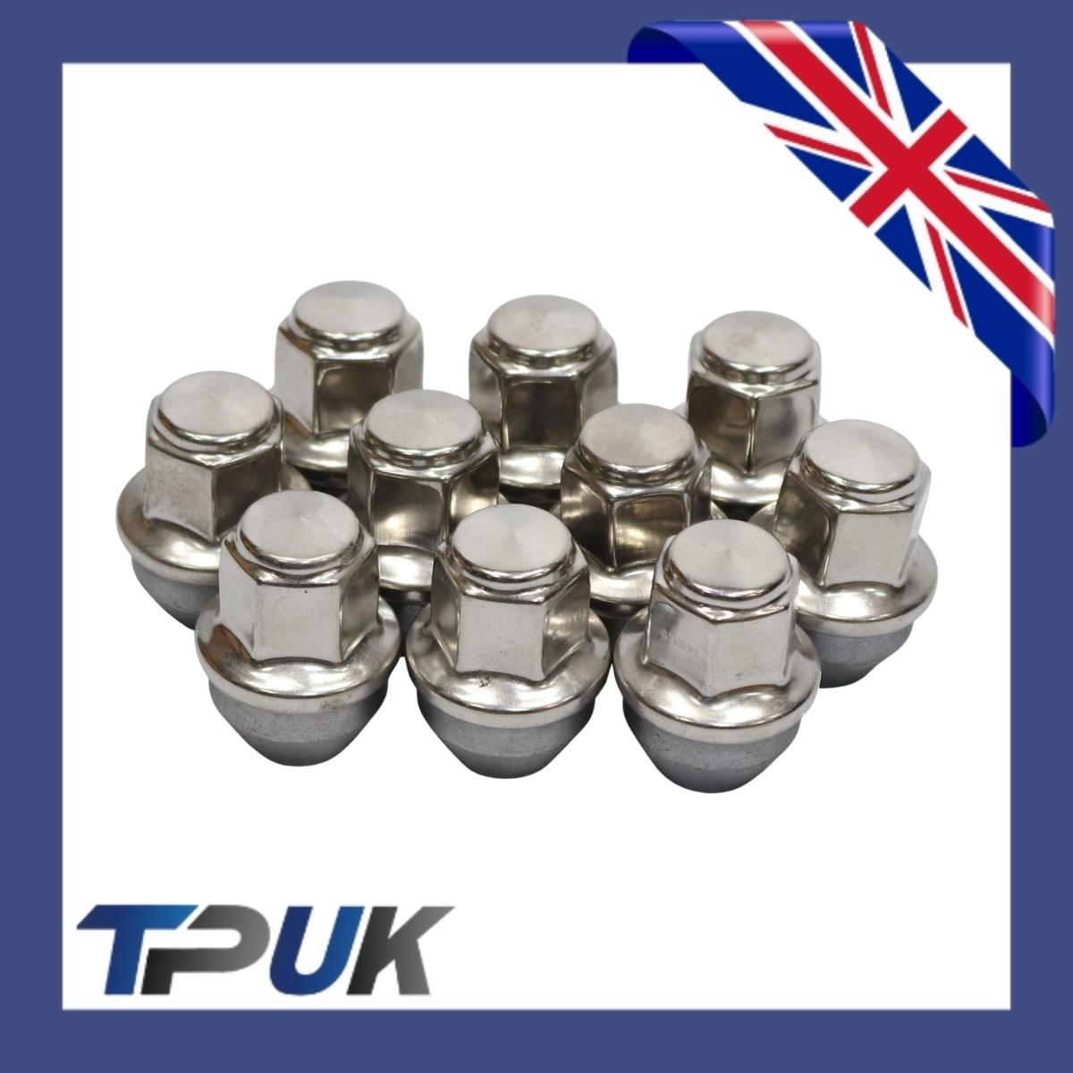 Ford Transit Mk8 Custom Set Of 10 Wheel Nuts Stainless Steel Cap 2012 On M14X1.5