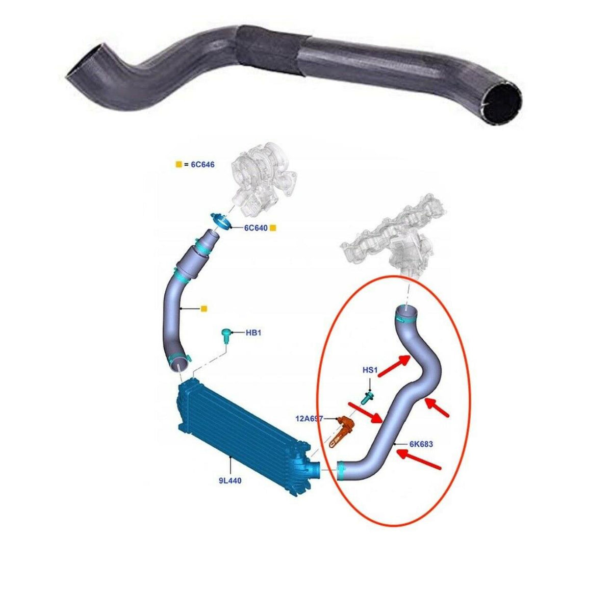 Left Intercooler Hose Ford Transit Mk7 Mk8 2.2 Rwd Egr Side Diesel 2011 On