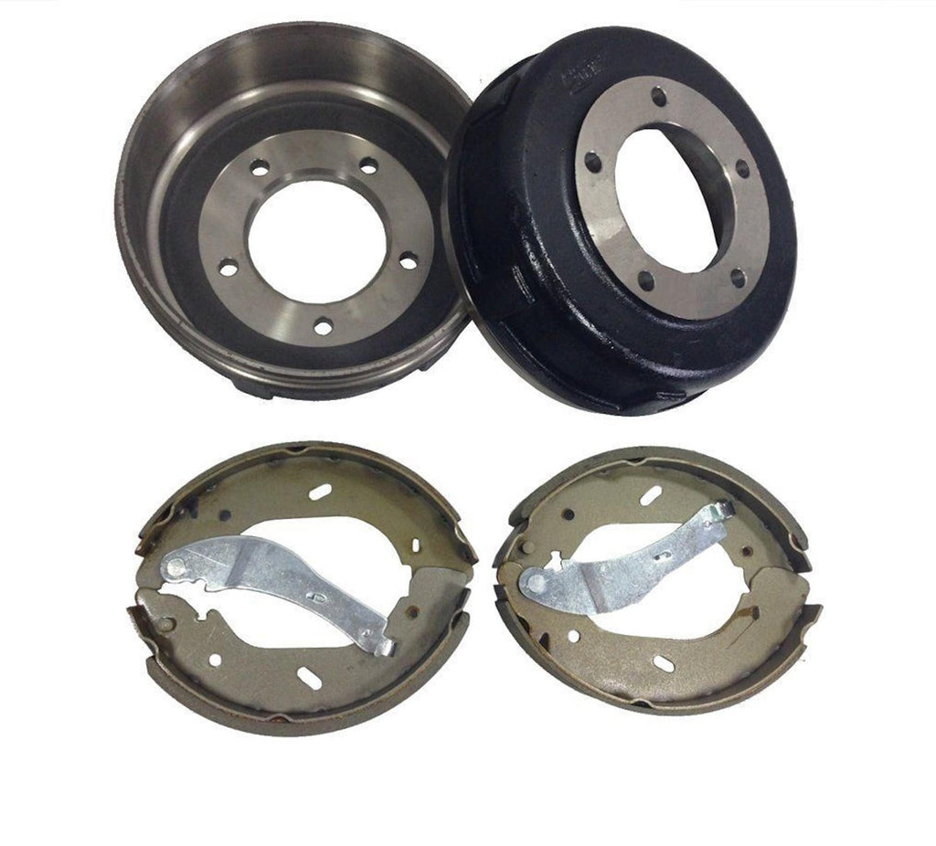 Ford Transit 2.4 Rwd Mk6 Brake Drums & Set Shoes 00-06 Twin Wheel 6 Stud Pair