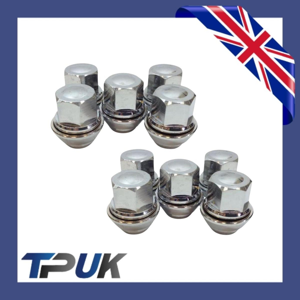 Wheel Nut Set Of 10 For Ford Transit Connect 1.5 1.6 2013 On Solid Chrome