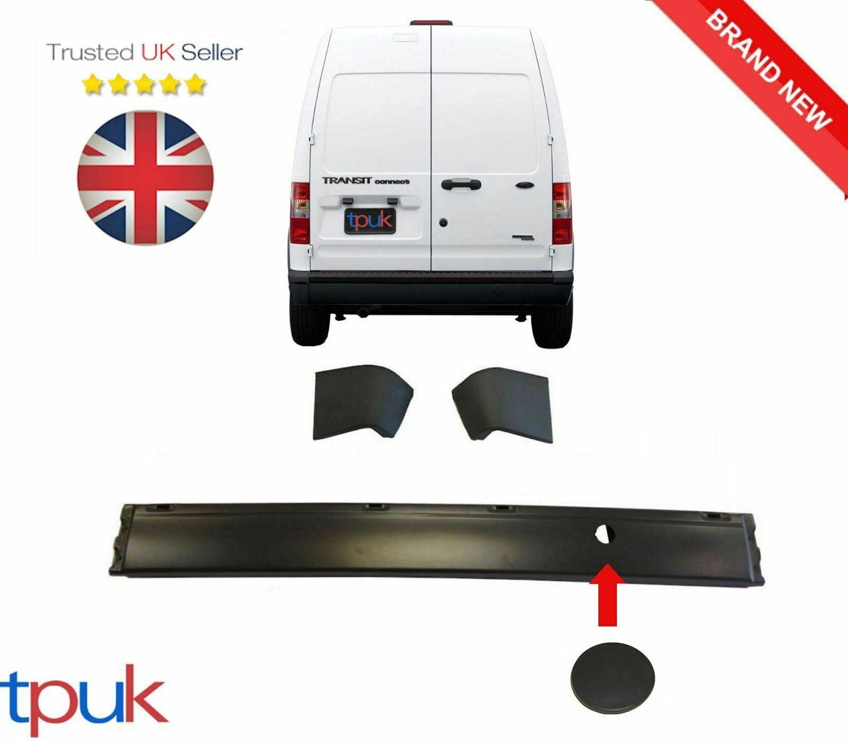 Ford Transit Connect Rear Bumper And Bumper Cover With End Caps 2002-2013