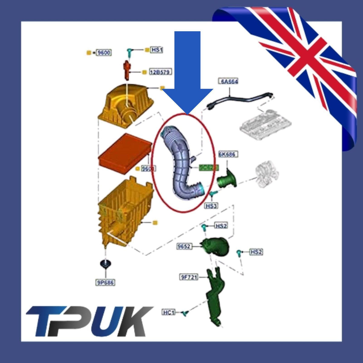 Induction Air Box Intake Hose Pipe For Ford Transit Mk7 2.2 Tdci 1749309