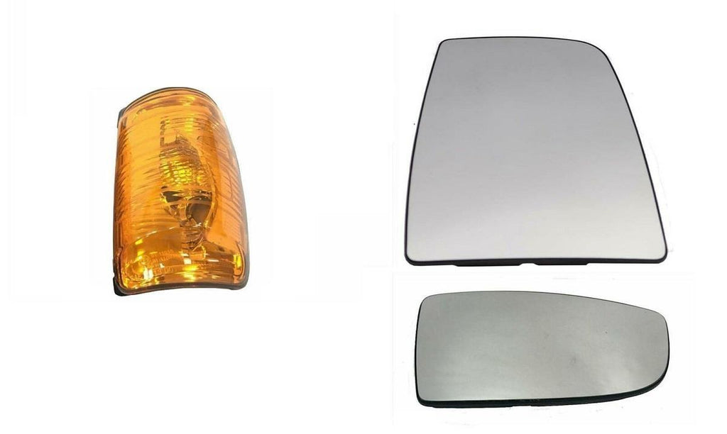 Ford Transit Mk8 Front Right Side Mirror Glass Orange Indicator Lens Set
