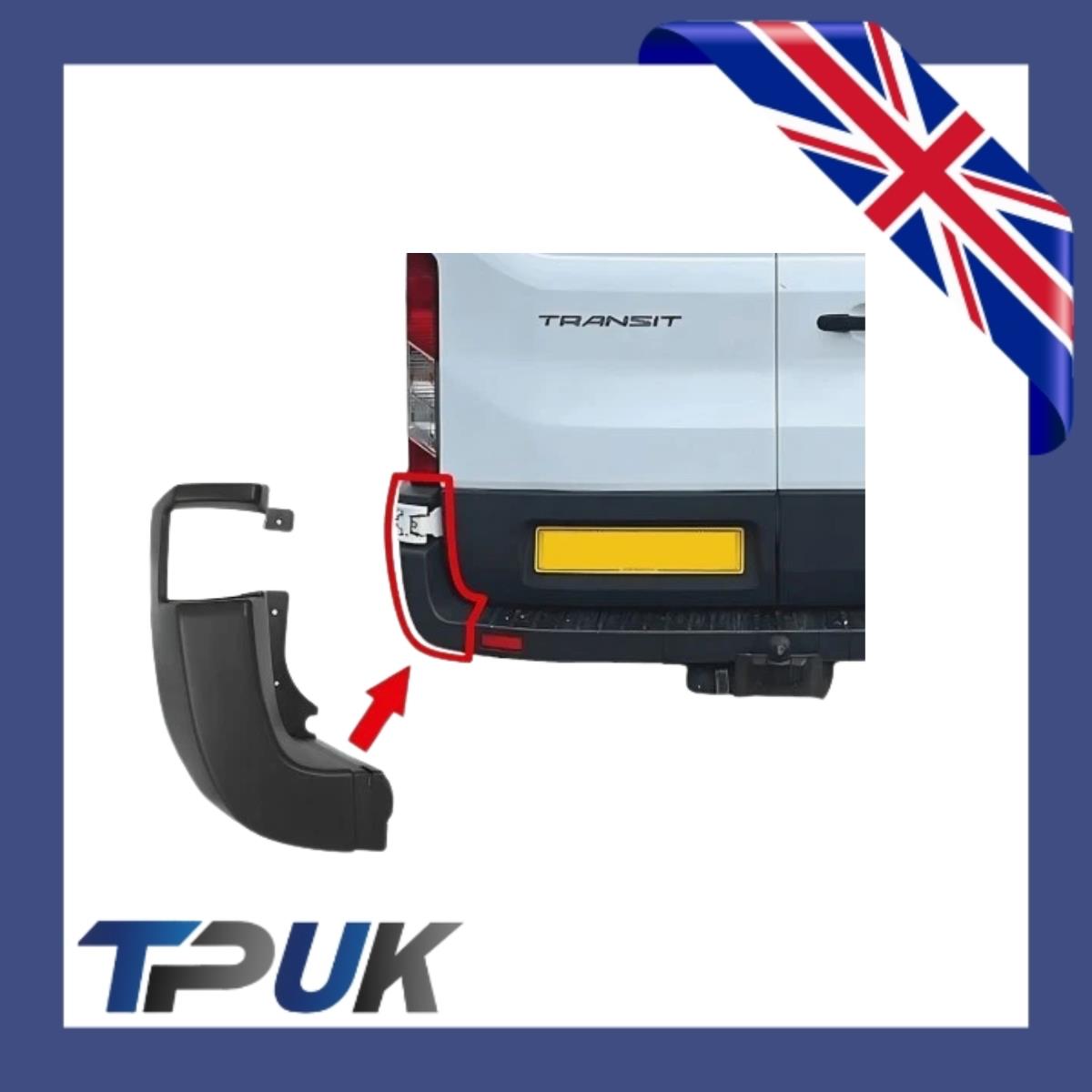 Ford Transit Mk8 Rear Bumper End Corner Cap For Left Passenger Side 2014 Onward