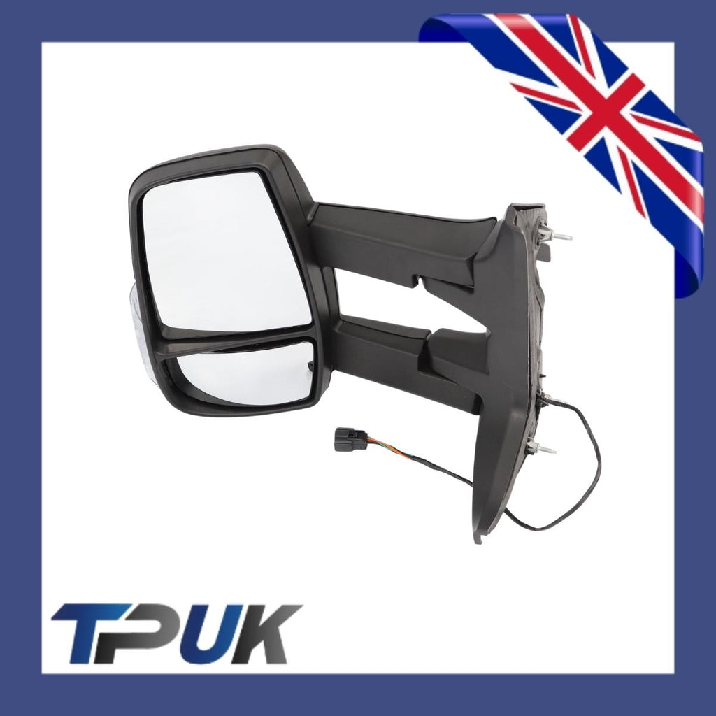 Ford Transit Mk8 Left Side Long Arm Door Mirror + Light Clear 2014 On Passenger