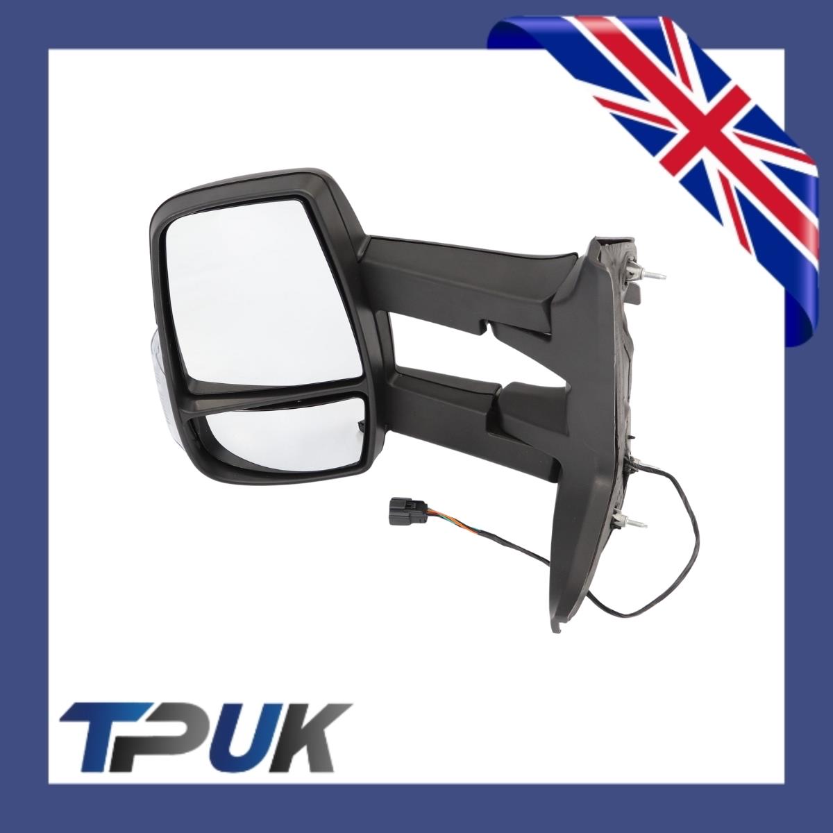 Ford Transit Mk8 Left Side Long Arm Door Mirror + Light Clear 2014 On Passenger