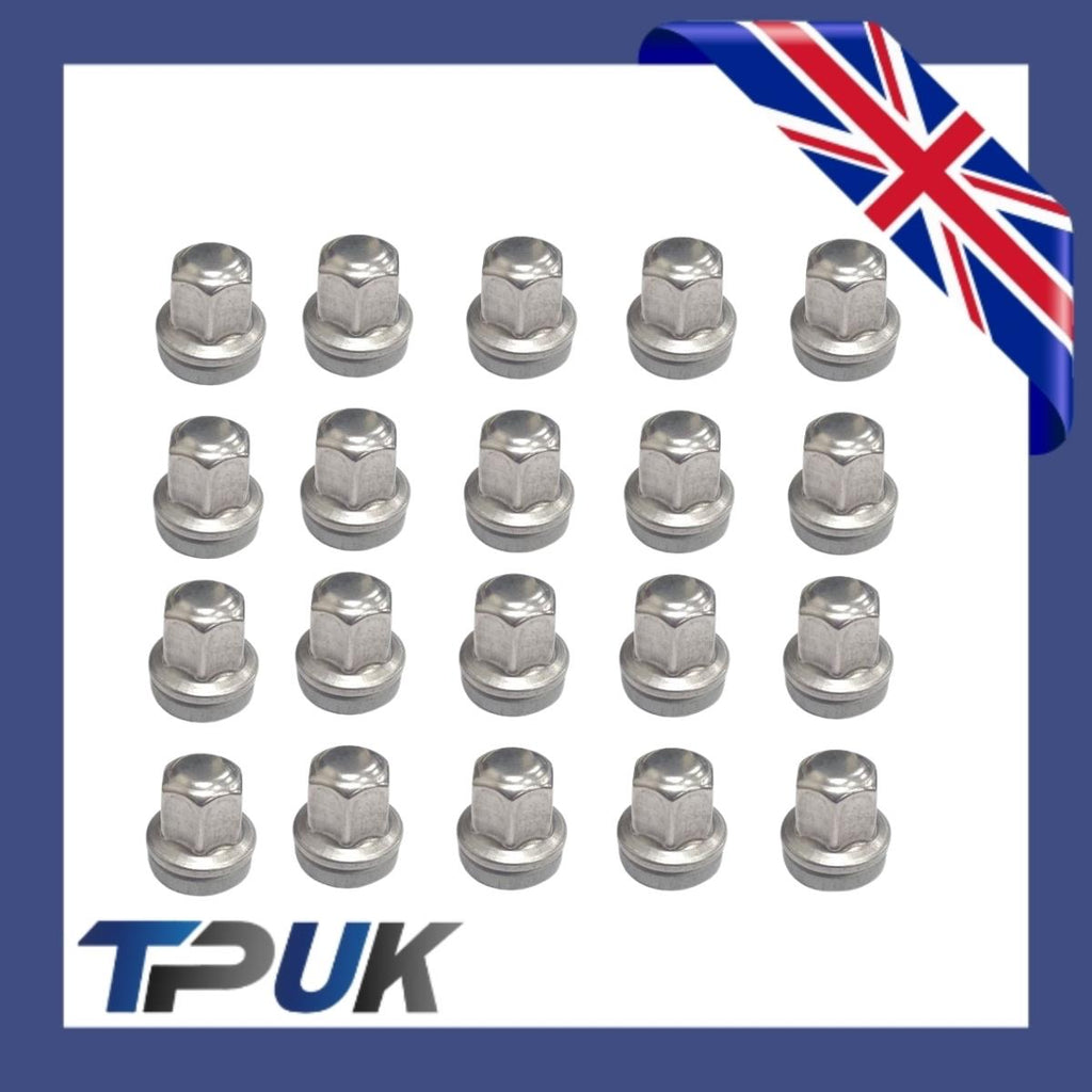 Ford Transit Wheel Nut Set 20 Stainless Steel Capped O.E M14X2 Mk6 Mk7 2000-2014