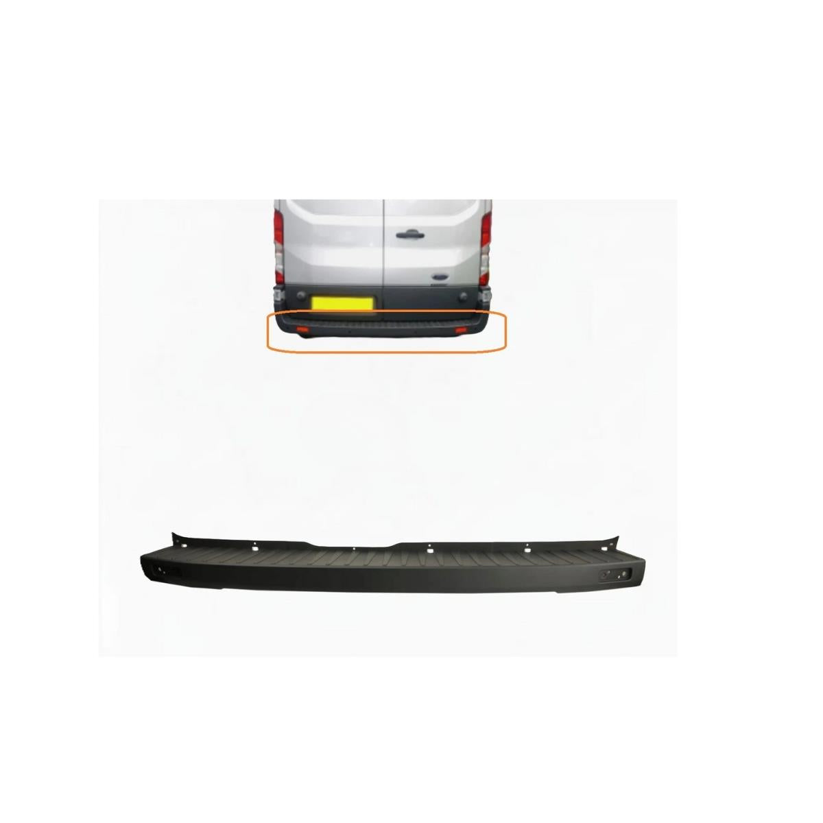For Transit Mk8 Rear Bumper Step Cover Textured No Sensor Holes 2014 On 1893399