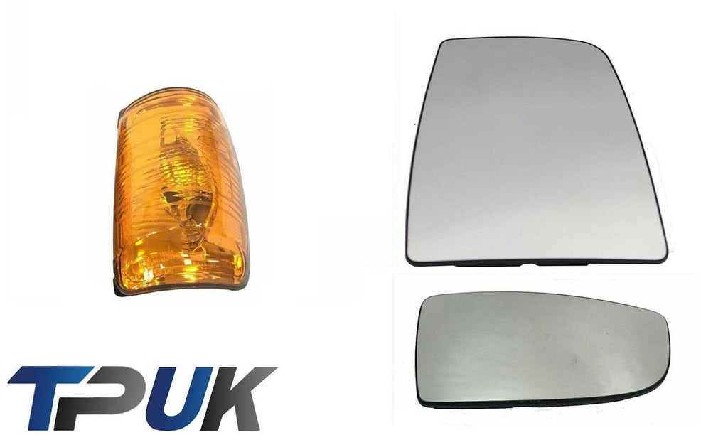 Ford Transit Mk8 Front Right Side Mirror Glass Orange Indicator Lens Set