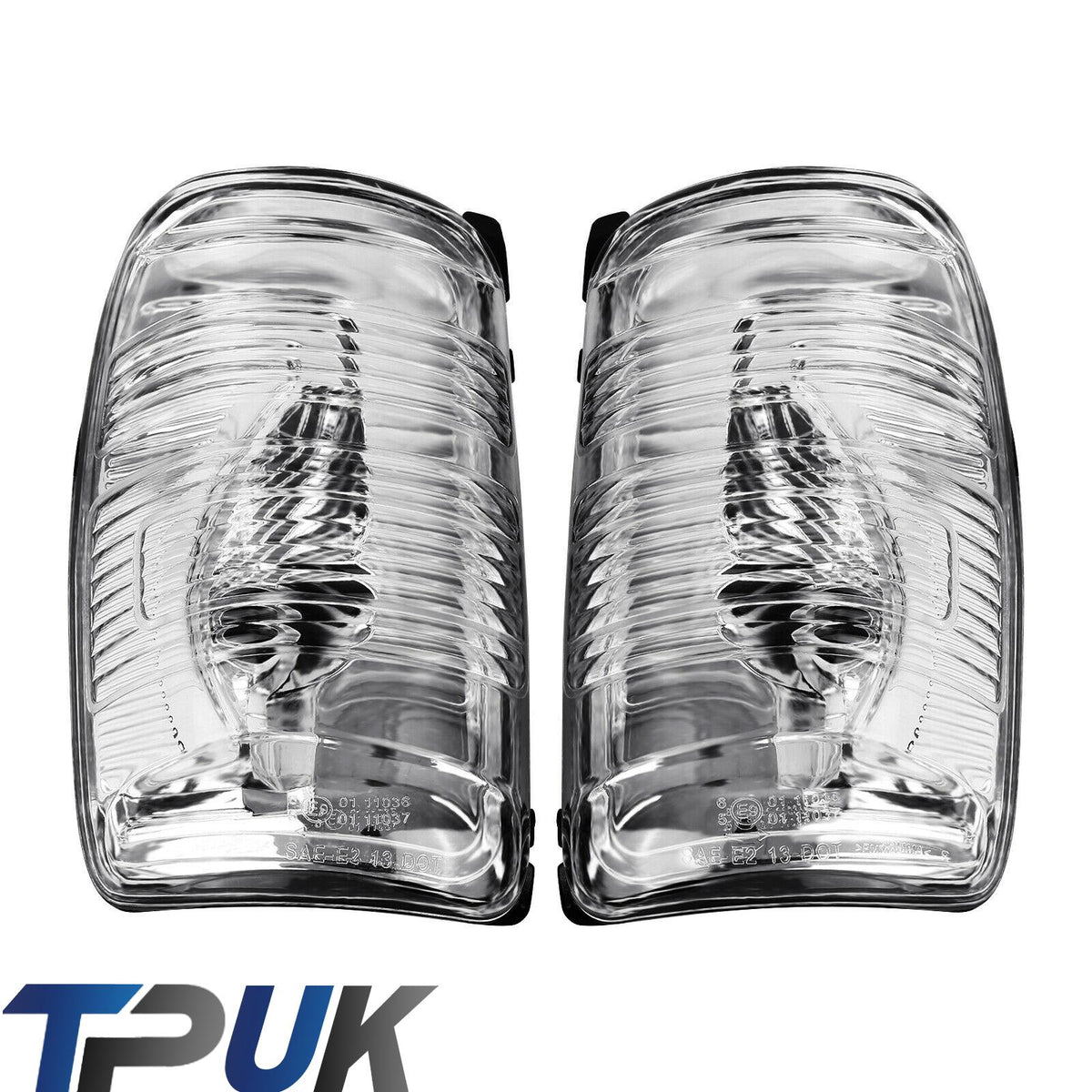 Pair of Clear Wing Mirror Indicator Lenses for Ford Transit Mk8 (2014-Onwards) - Left & Right Side Replacement Light Covers