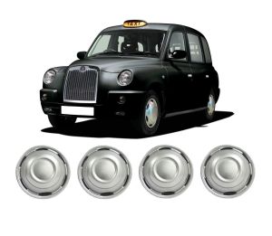 4 OF SILVER WHEEL TRIMS COVERS HUB CAPS LONDON BLACK TAXI LTI LTC TX1 TX2 TX4